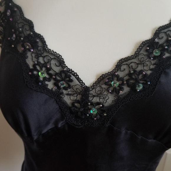 BLACK Silk Camisole Top with Straps size M - Picture 3 of 6